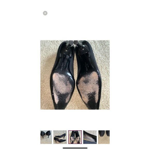 Ferragamo Size 8 Bow Front Pump Heels Black Pointed Toe Dressy Classic Old Money - Picture 4 of 16